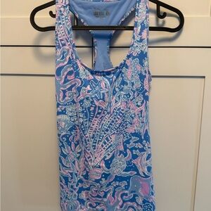 Lilly Pulitzer Luxletic Women’s Small Mina Bra Tank Boca Blue Sea What I Sea EUC